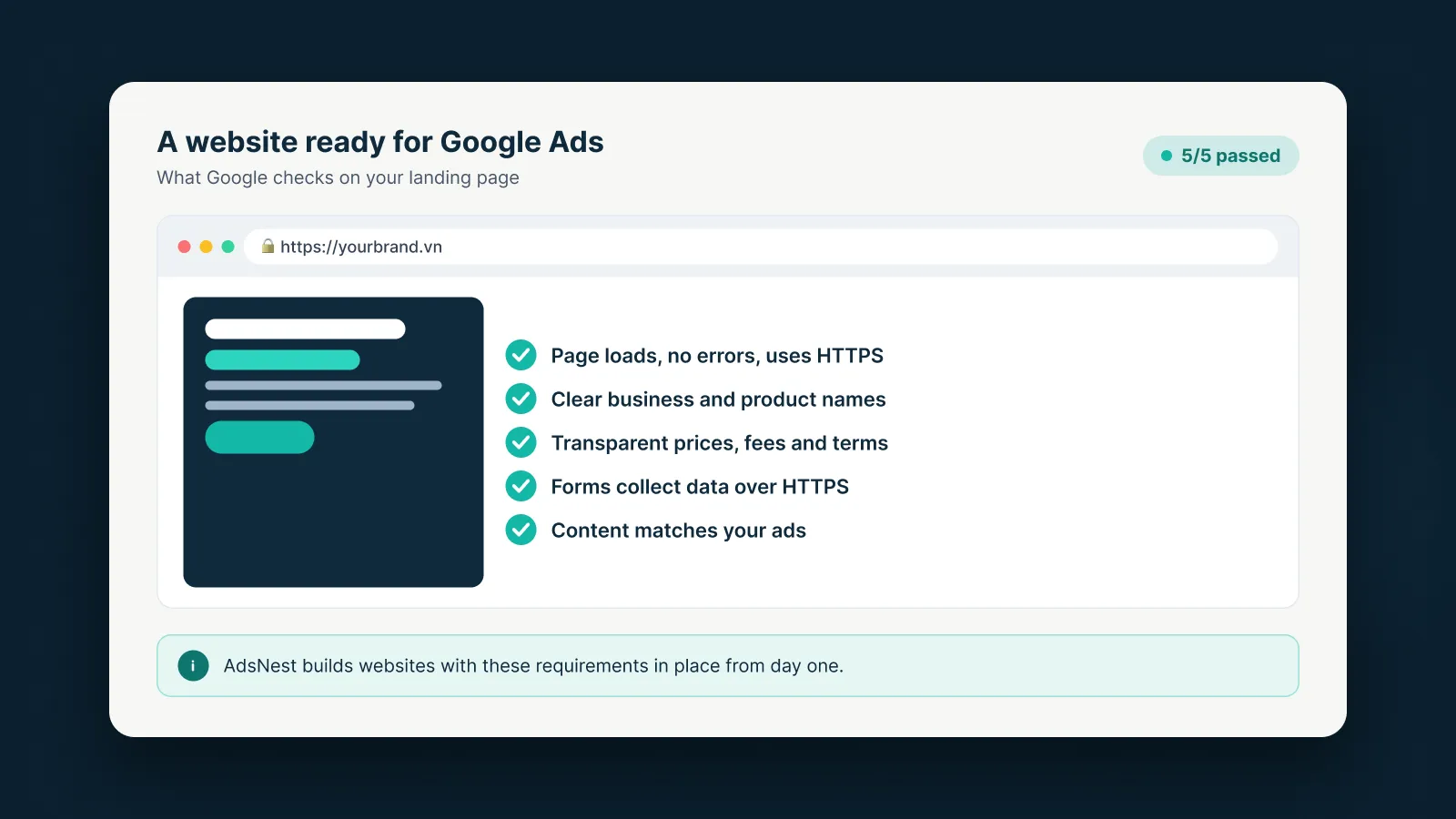 Checklist for a website ready to run Google Ads